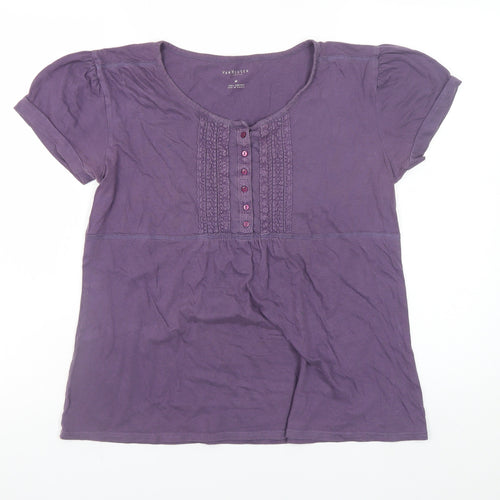 Van Heusen Women Purple Cotton Short Sleeve Scoop Neck T-Shirt M