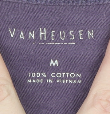 Van Heusen Women Purple Cotton Short Sleeve Scoop Neck T-Shirt M