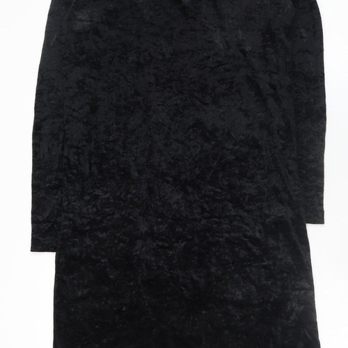 Kriess Women’s Black Velvet High Neck Long Sleeve Midi Shift Dress Size 12