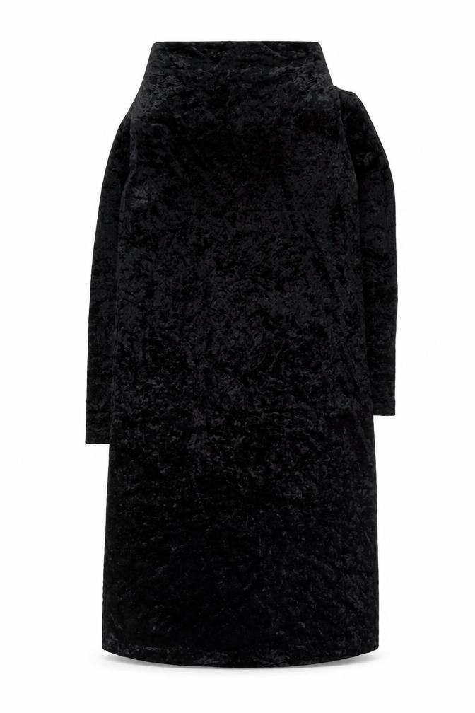 Kriess Women’s Black Velvet High Neck Long Sleeve Midi Shift Dress Size 12