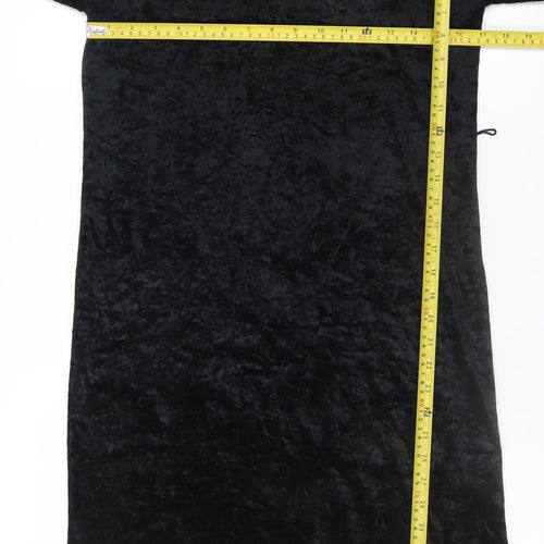 Kriess Women’s Black Velvet High Neck Long Sleeve Midi Shift Dress Size 12