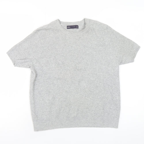 Marks and Spencer Women’s Grey Short Sleeve Knit Jumper Size 14