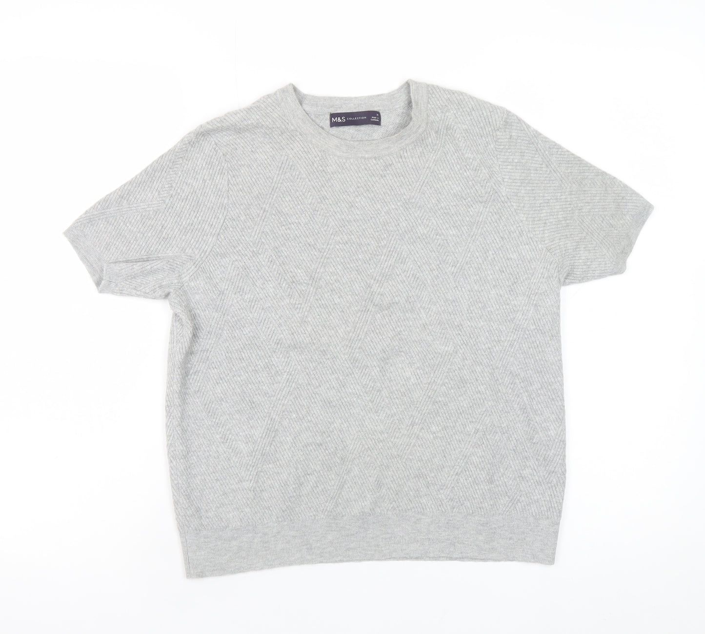 Marks and Spencer Women’s Grey Short Sleeve Knit Jumper Size 14