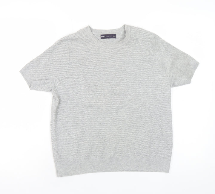 Marks and Spencer Women’s Grey Short Sleeve Knit Jumper Size 14