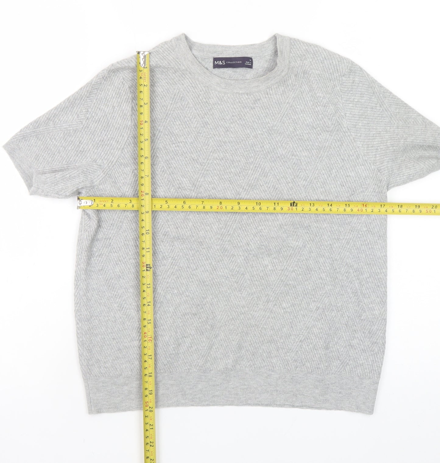 Marks and Spencer Women’s Grey Short Sleeve Knit Jumper Size 14