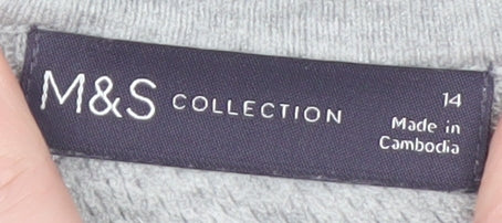 Marks and Spencer Women’s Grey Short Sleeve Knit Jumper Size 14