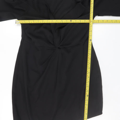 PrettyLittleThing Women’s Black Off Shoulder Ruched Bodycon Dress Size 14