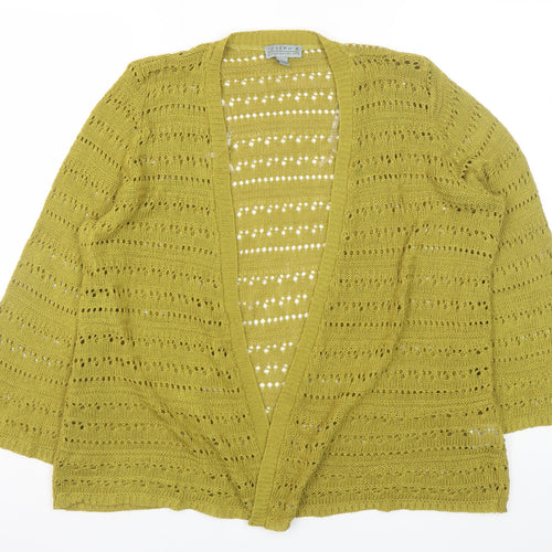 Joseph A. Womens Green Open Knit 3/4 Sleeve Cardigan Size L