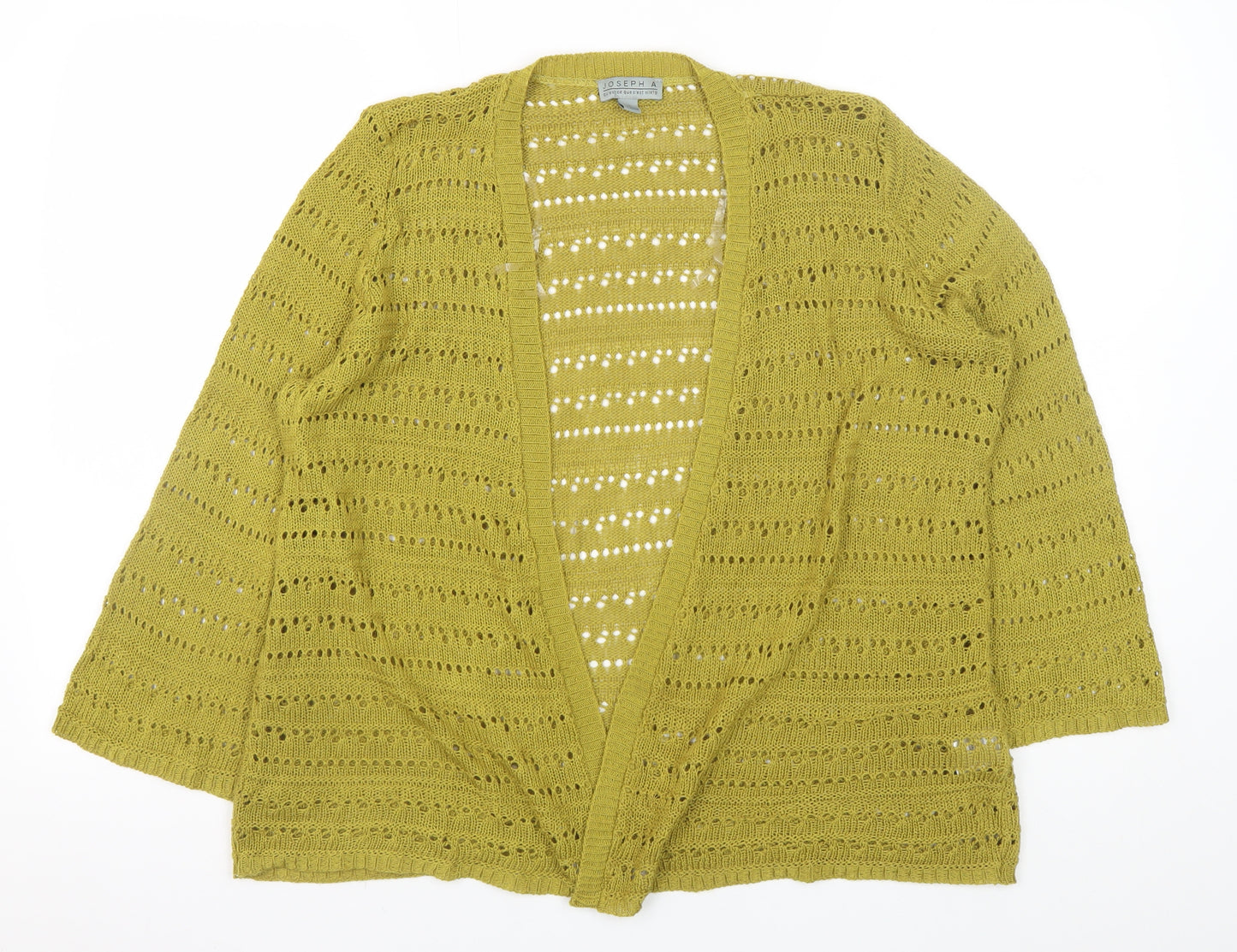 Joseph A. Womens Green Open Knit 3/4 Sleeve Cardigan Size L