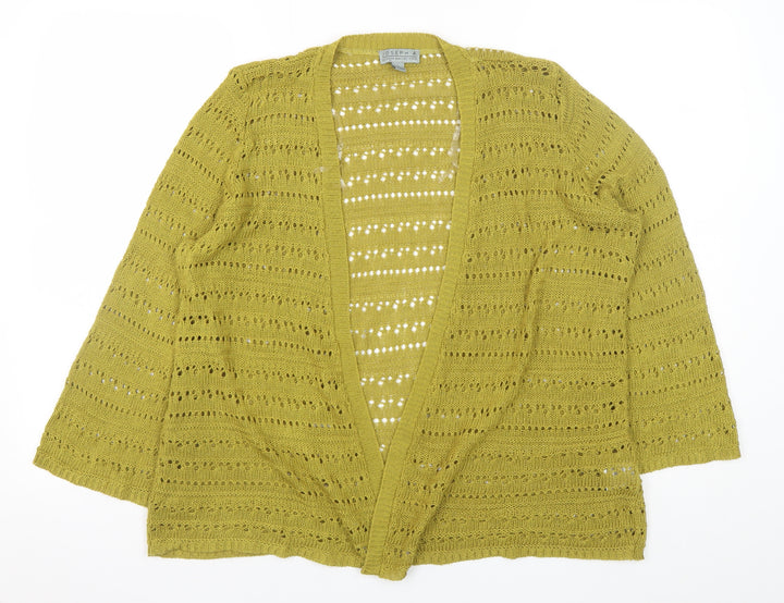 Joseph A. Womens Green Open Knit 3/4 Sleeve Cardigan Size L