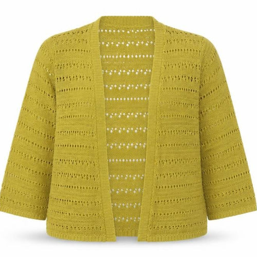 Joseph A. Womens Green Open Knit 3/4 Sleeve Cardigan Size L