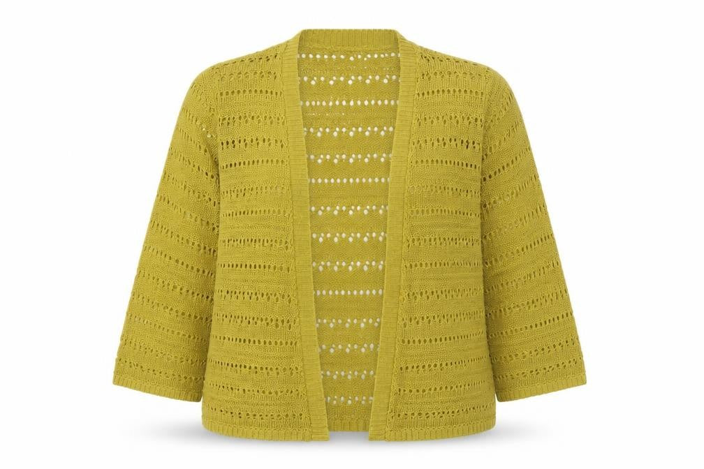 Joseph A. Womens Green Open Knit 3/4 Sleeve Cardigan Size L