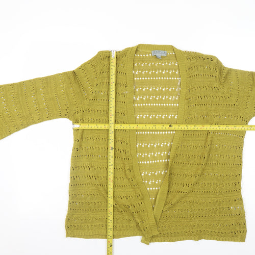 Joseph A. Womens Green Open Knit 3/4 Sleeve Cardigan Size L