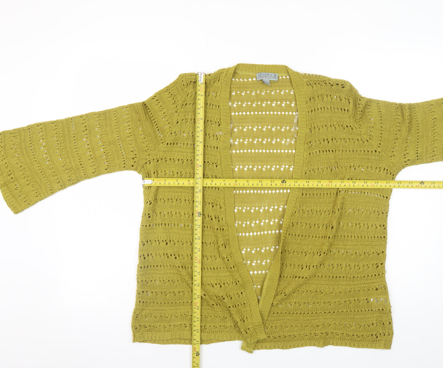 Joseph A. Womens Green Open Knit 3/4 Sleeve Cardigan Size L