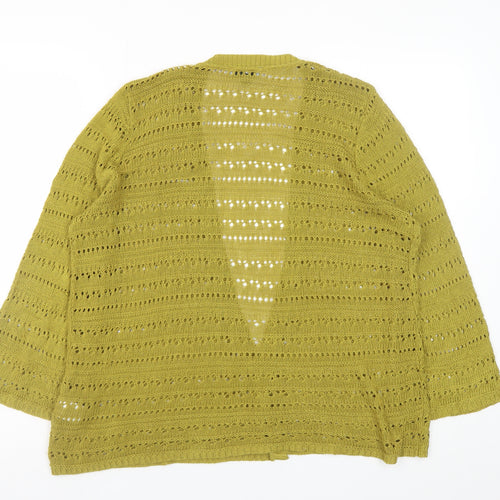 Joseph A. Womens Green Open Knit 3/4 Sleeve Cardigan Size L