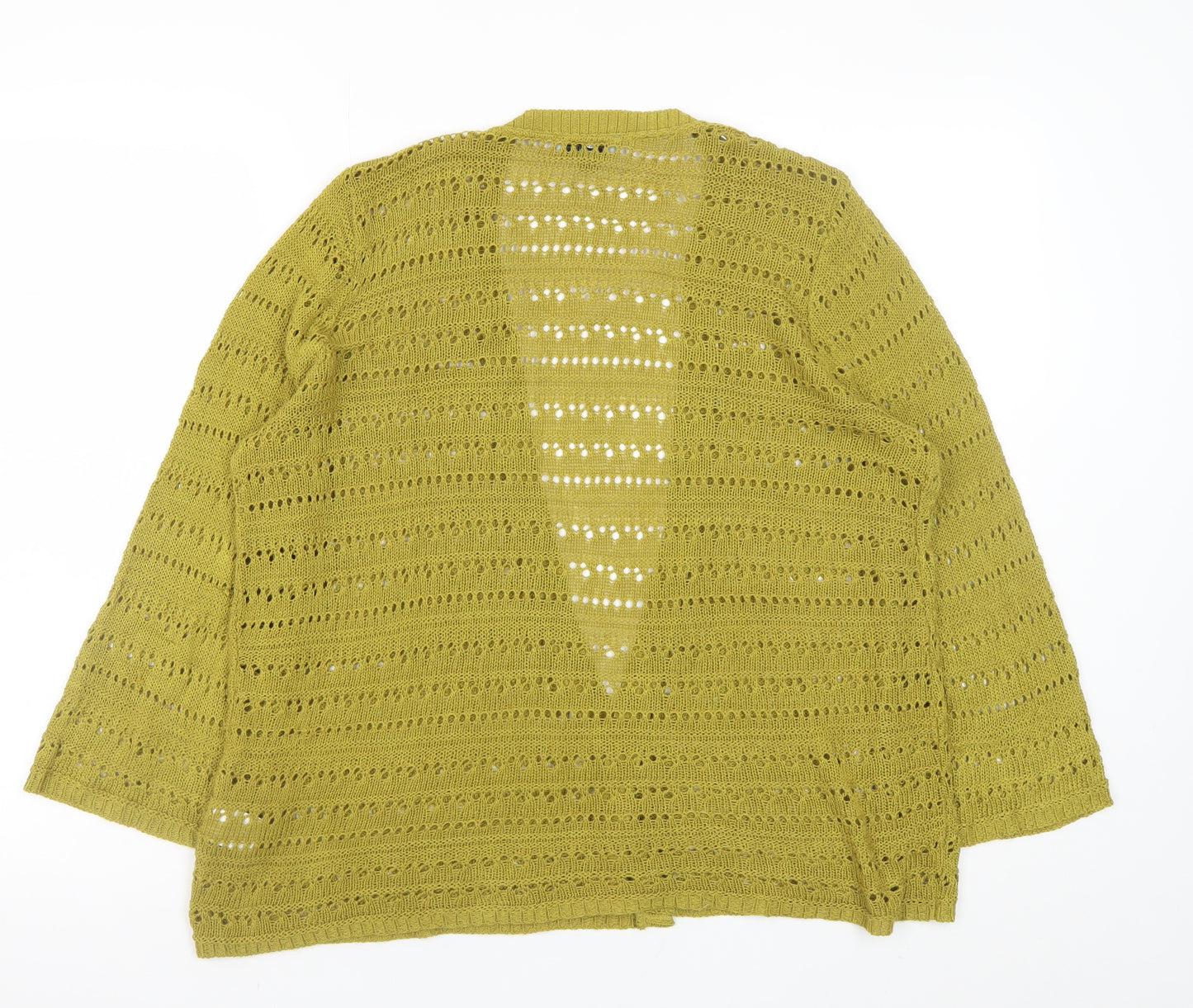 Joseph A. Womens Green Open Knit 3/4 Sleeve Cardigan Size L