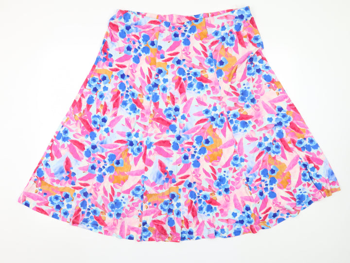 Lily Ella Womens Multicoloured Floral A-Line Cotton Skirt Size 20
