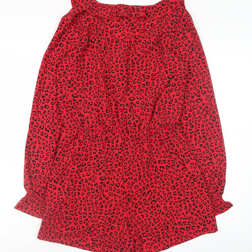 H&M Women's Red Leopard Print Long Sleeve Playsuit Size 10
