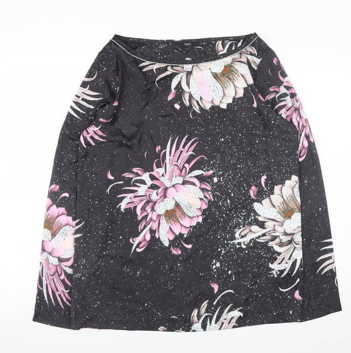 Next Women’s Black Floral Tunic Blouse Size 12