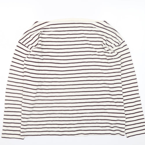 Hush Women’s White Striped Long Sleeve Cotton T-Shirt M