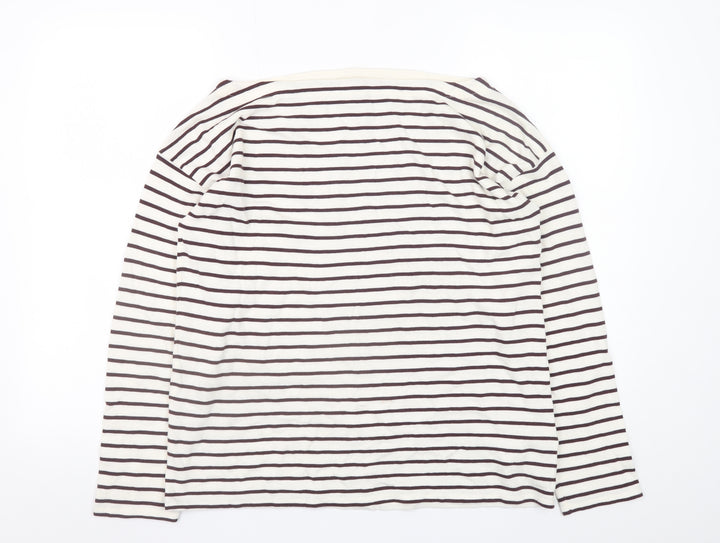Hush Women’s White Striped Long Sleeve Cotton T-Shirt M