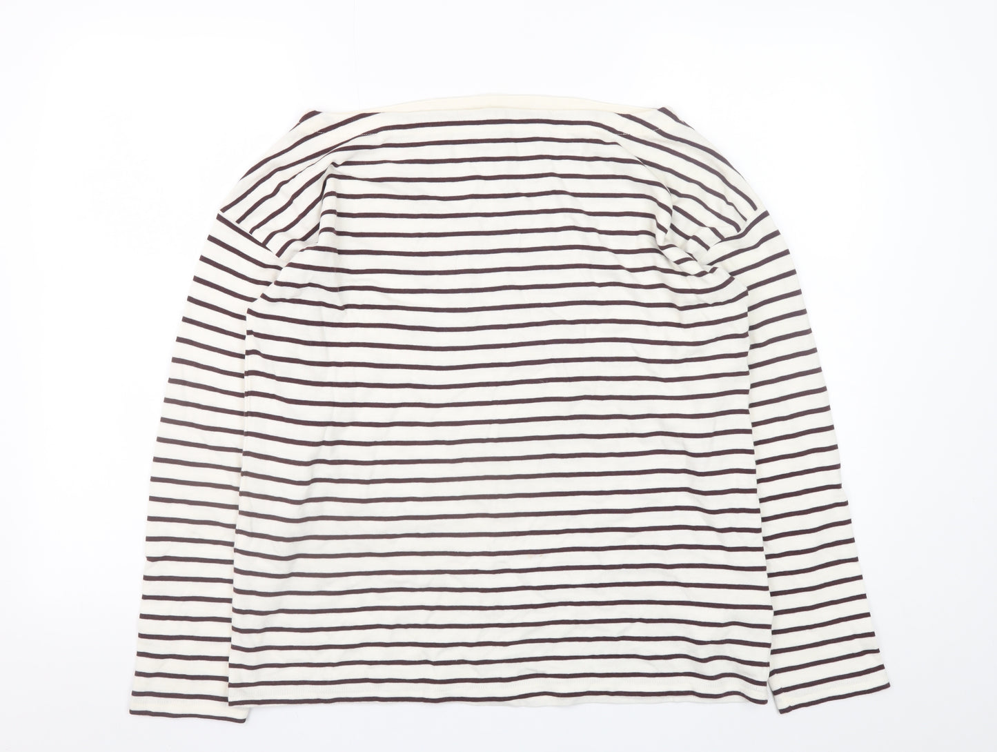 Hush Women’s White Striped Long Sleeve Cotton T-Shirt M