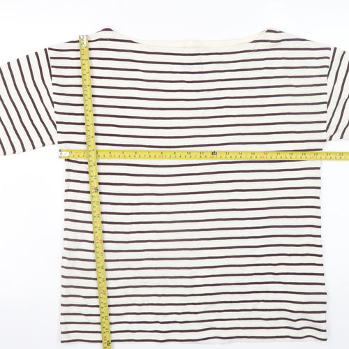 Hush Women’s White Striped Long Sleeve Cotton T-Shirt M