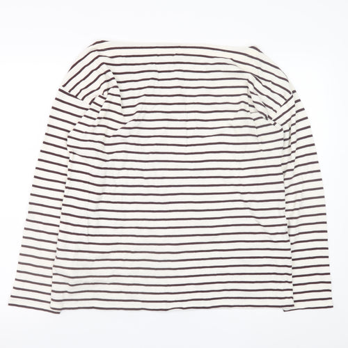 Hush Women’s White Striped Long Sleeve Cotton T-Shirt M