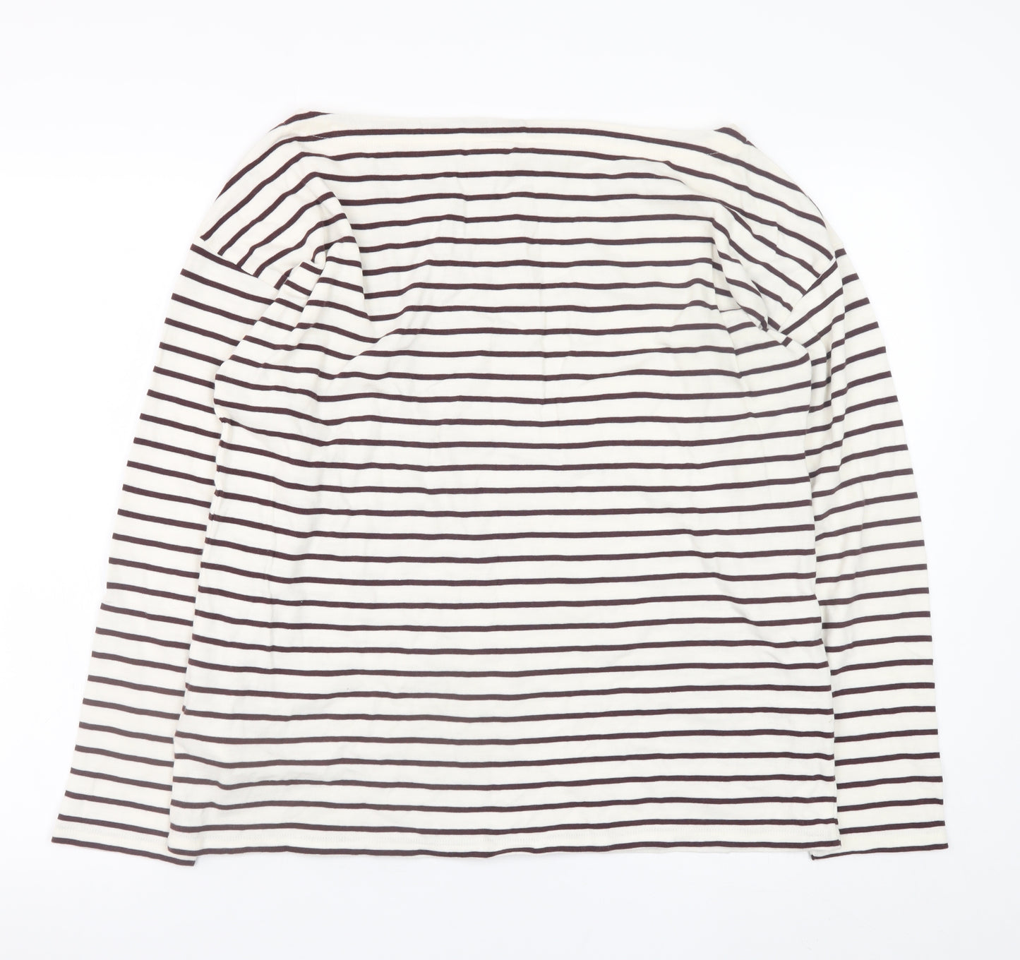 Hush Women’s White Striped Long Sleeve Cotton T-Shirt M