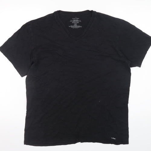 Calvin Klein Men's Black V-Neck Cotton T-Shirt Size L
