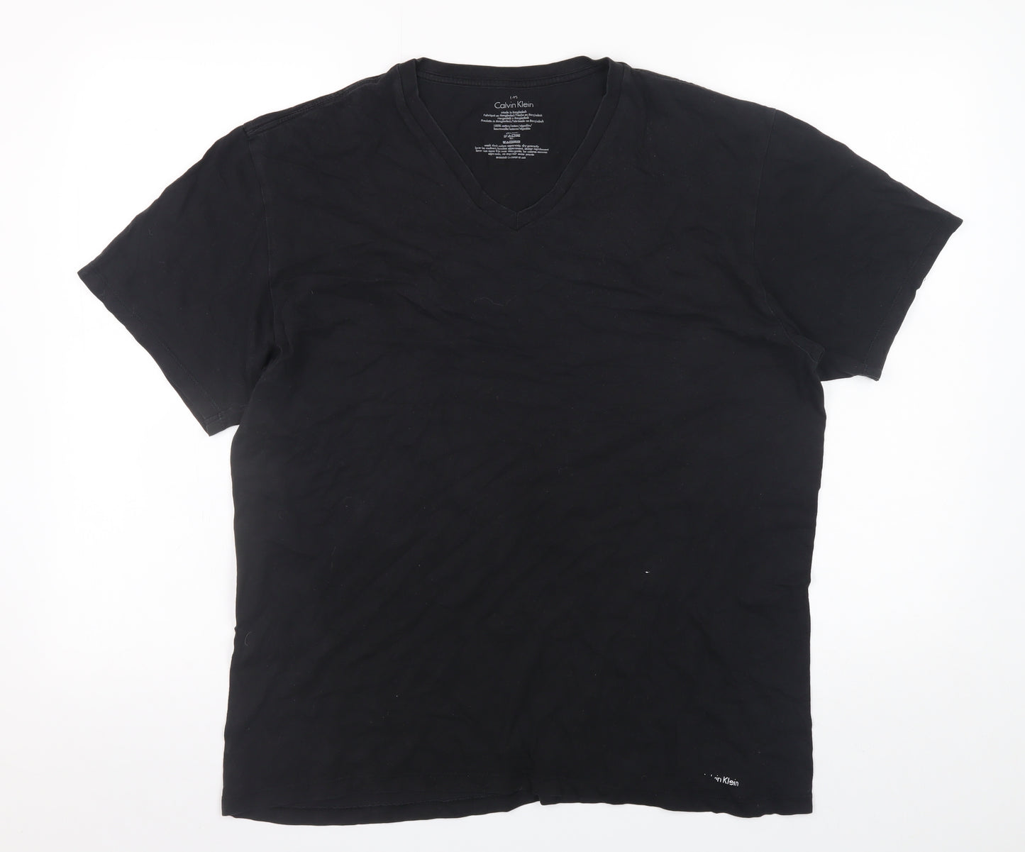 Calvin Klein Men's Black V-Neck Cotton T-Shirt Size L