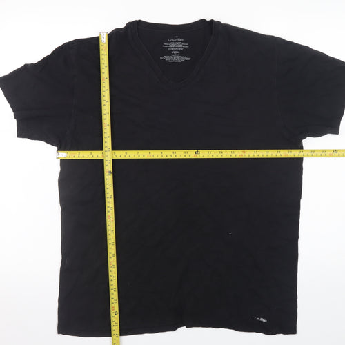 Calvin Klein Men's Black V-Neck Cotton T-Shirt Size L