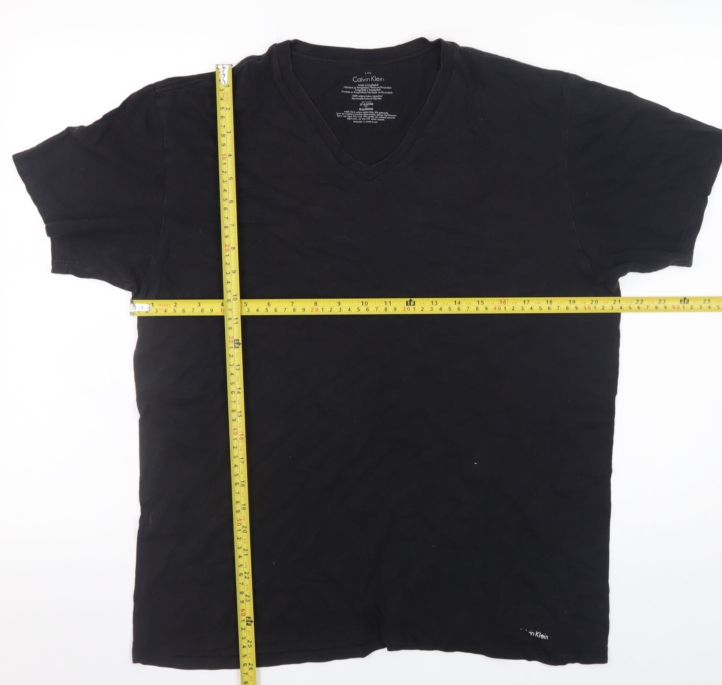 Calvin Klein Men's Black V-Neck Cotton T-Shirt Size L