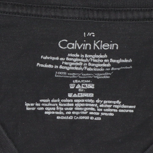 Calvin Klein Men's Black V-Neck Cotton T-Shirt Size L