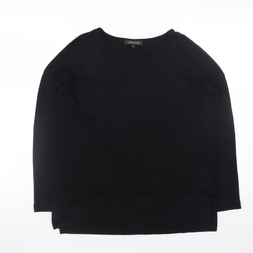 Jaeger Womens Black Long Sleeve Basic Crew Neck Jersey Top XS
