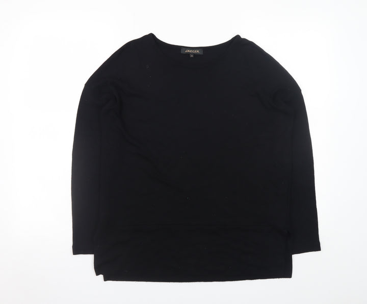 Jaeger Womens Black Long Sleeve Basic Crew Neck Jersey Top XS