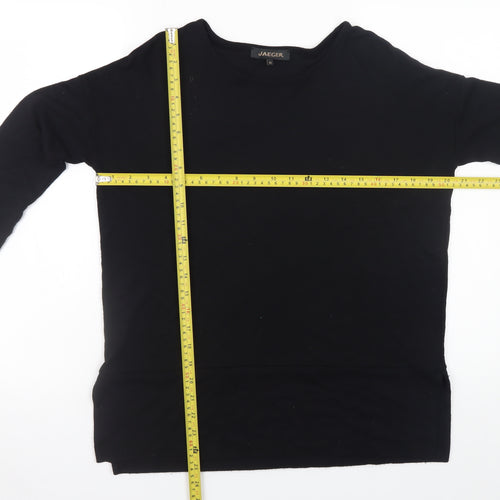 Jaeger Womens Black Long Sleeve Basic Crew Neck Jersey Top XS