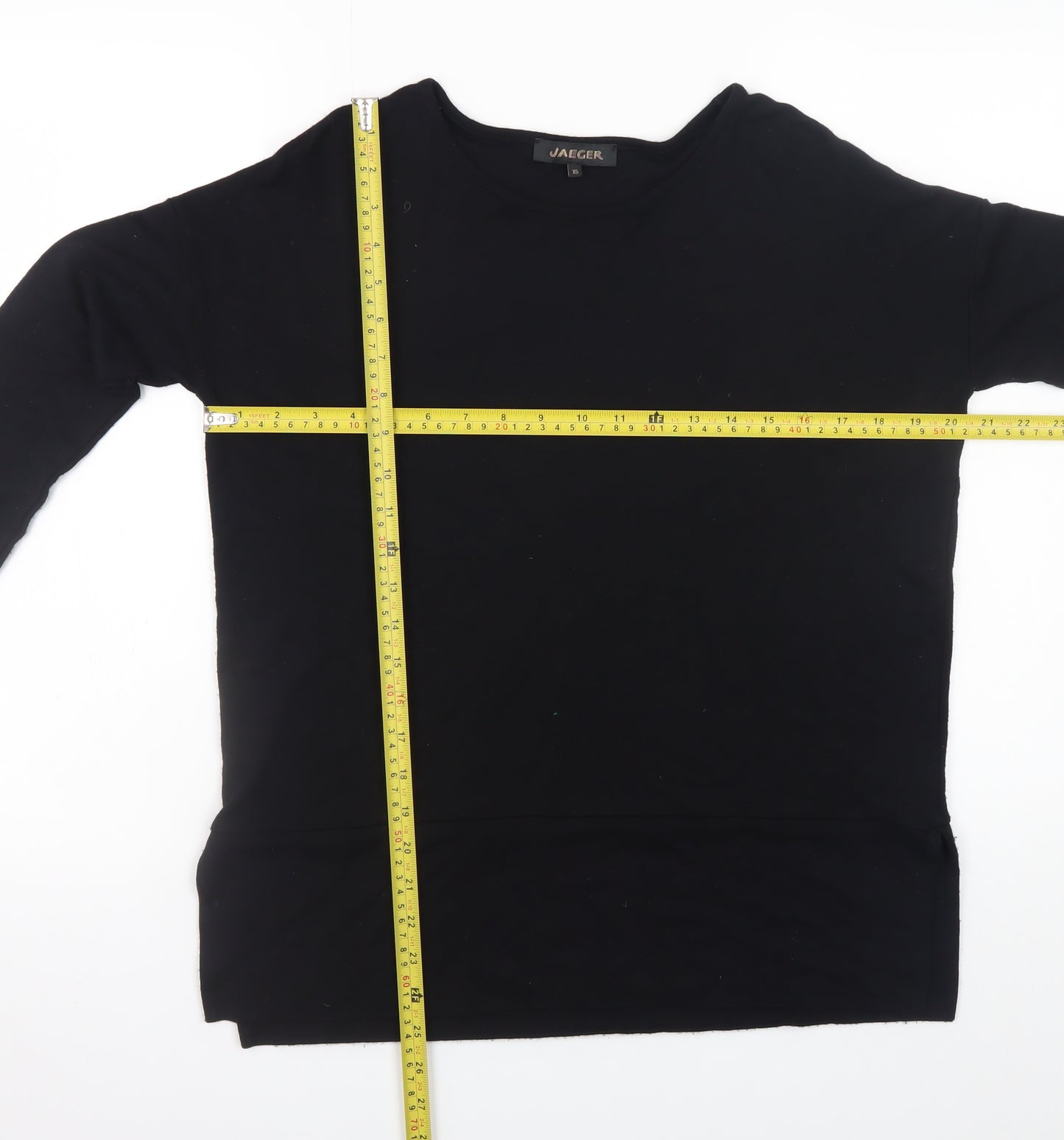 Jaeger Womens Black Long Sleeve Basic Crew Neck Jersey Top XS