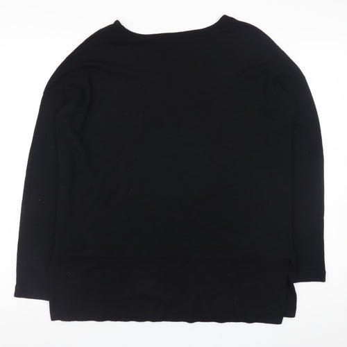 Jaeger Womens Black Long Sleeve Basic Crew Neck Jersey Top XS