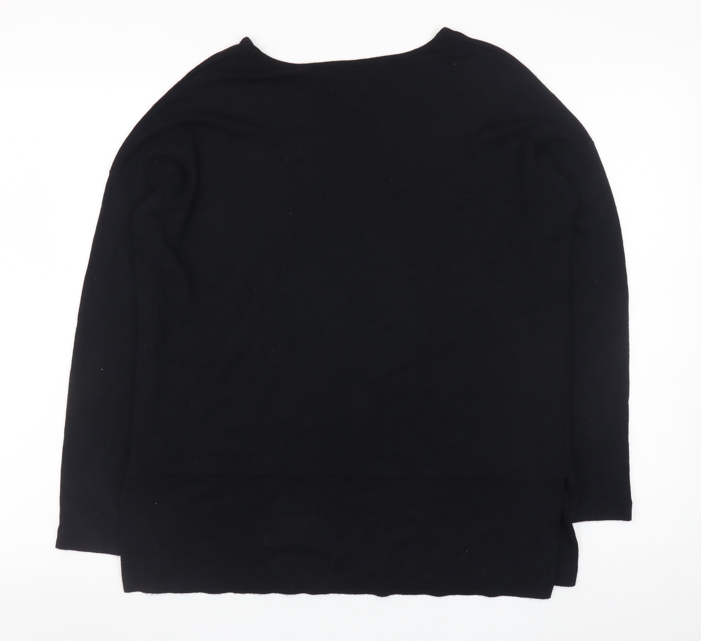 Jaeger Womens Black Long Sleeve Basic Crew Neck Jersey Top XS