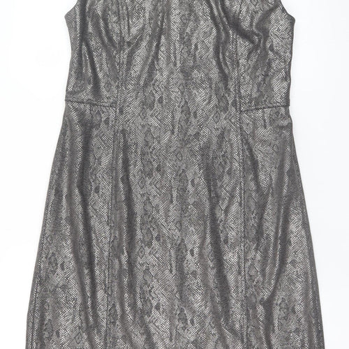 Episode Women Silver Size 18 Sheath Sleeveless Metallic Dress