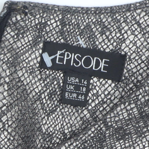 Episode Women Silver Size 18 Sheath Sleeveless Metallic Dress