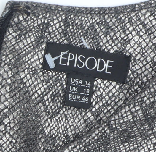 Episode Women Silver Size 18 Sheath Sleeveless Metallic Dress