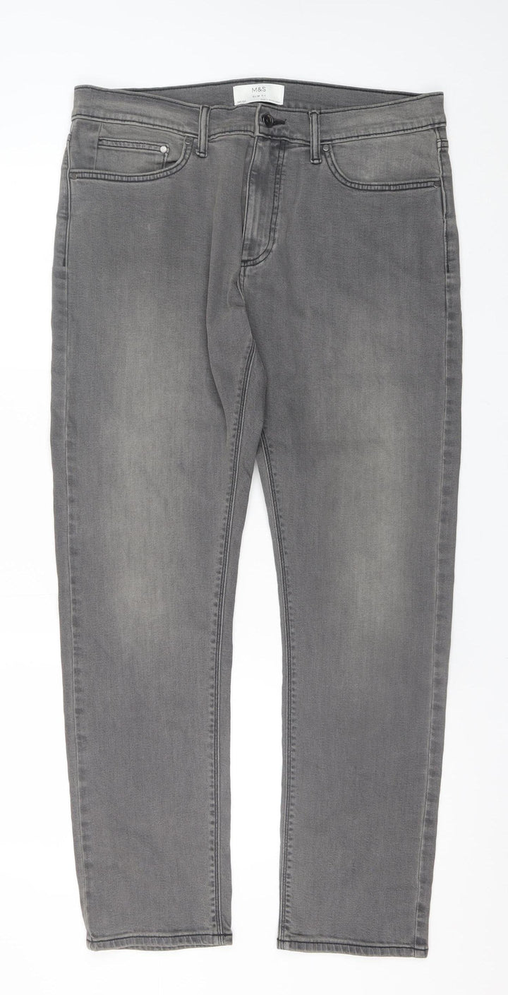Marks and Spencer Men's Grey Slim Fit Denim Jeans 34W 31L