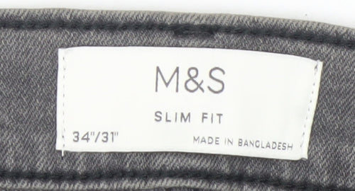 Marks and Spencer Men's Grey Slim Fit Denim Jeans 34W 31L
