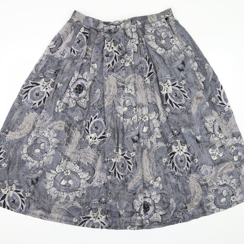 Miss Astor Women’s Grey Floral Pleated Midi Skirt Size 14