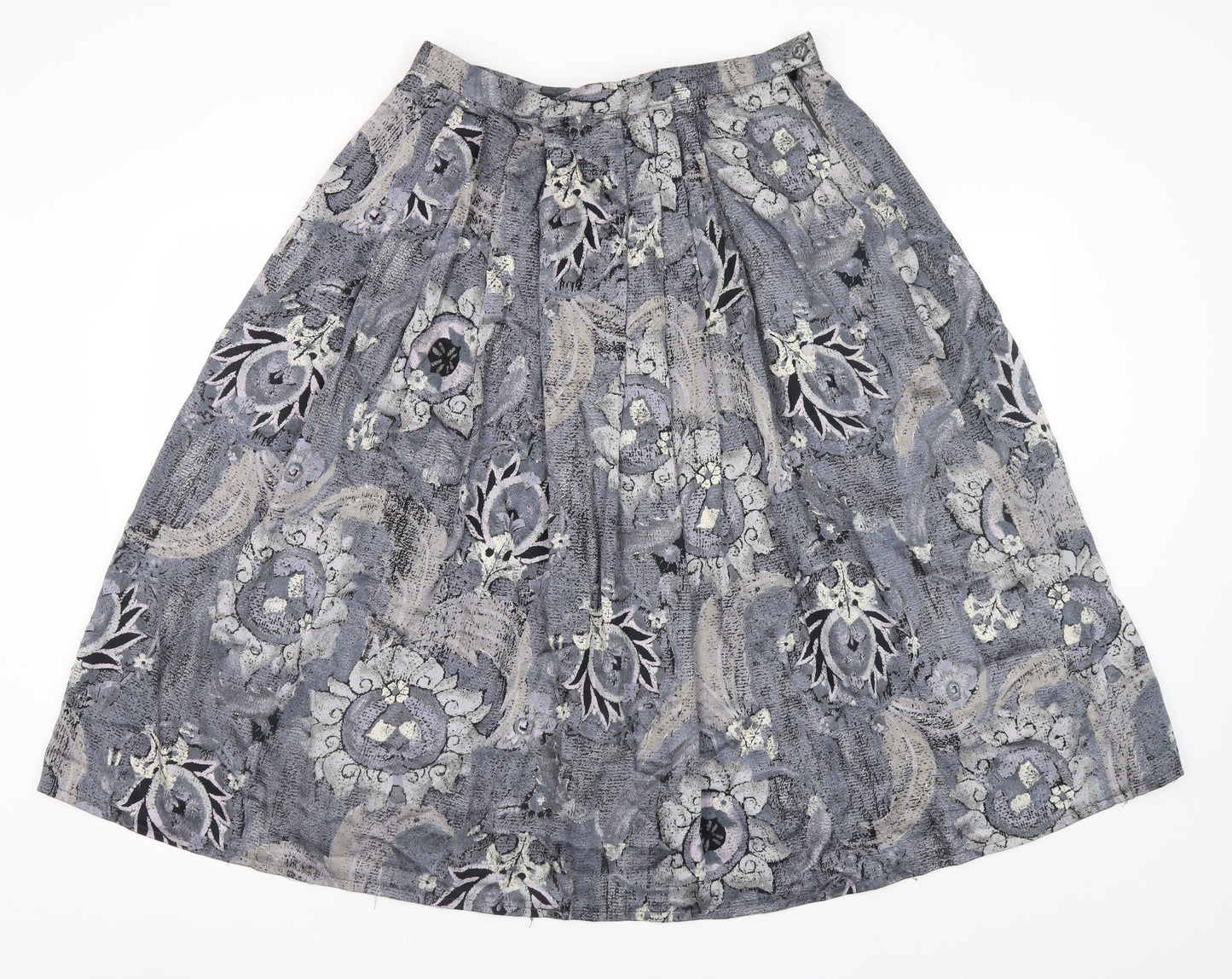 Miss Astor Women’s Grey Floral Pleated Midi Skirt Size 14