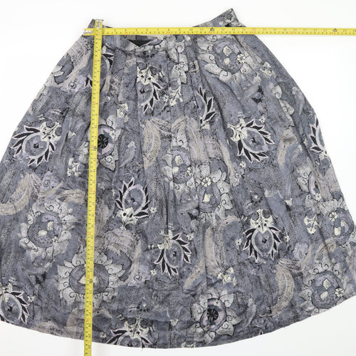Miss Astor Women’s Grey Floral Pleated Midi Skirt Size 14