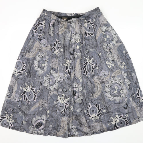 Miss Astor Women’s Grey Floral Pleated Midi Skirt Size 14
