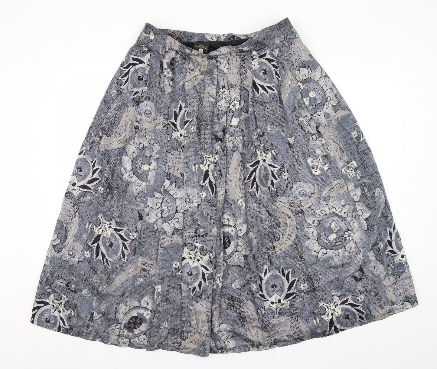 Miss Astor Women’s Grey Floral Pleated Midi Skirt Size 14